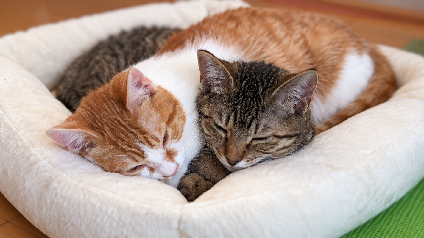 保護猫きょうだいの子猫時代｜ケンカしても寝るときは一緒だったキジとじゃじゃ